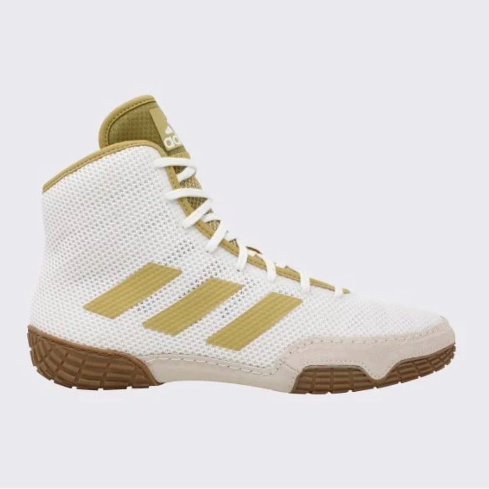 Adidas White and Gold Mesh High-Tops